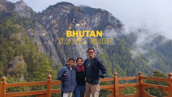 Family at backdrop of Tiger Nest Monestry